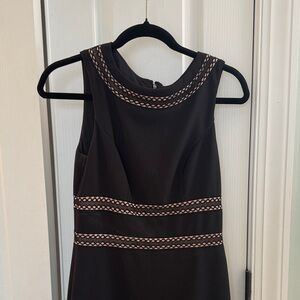 White House Black Market Black and Tan Midi Dress